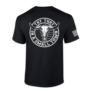 Try That In A  Town Country Music Circle Skull Mens Short Sleeve T-Shirt